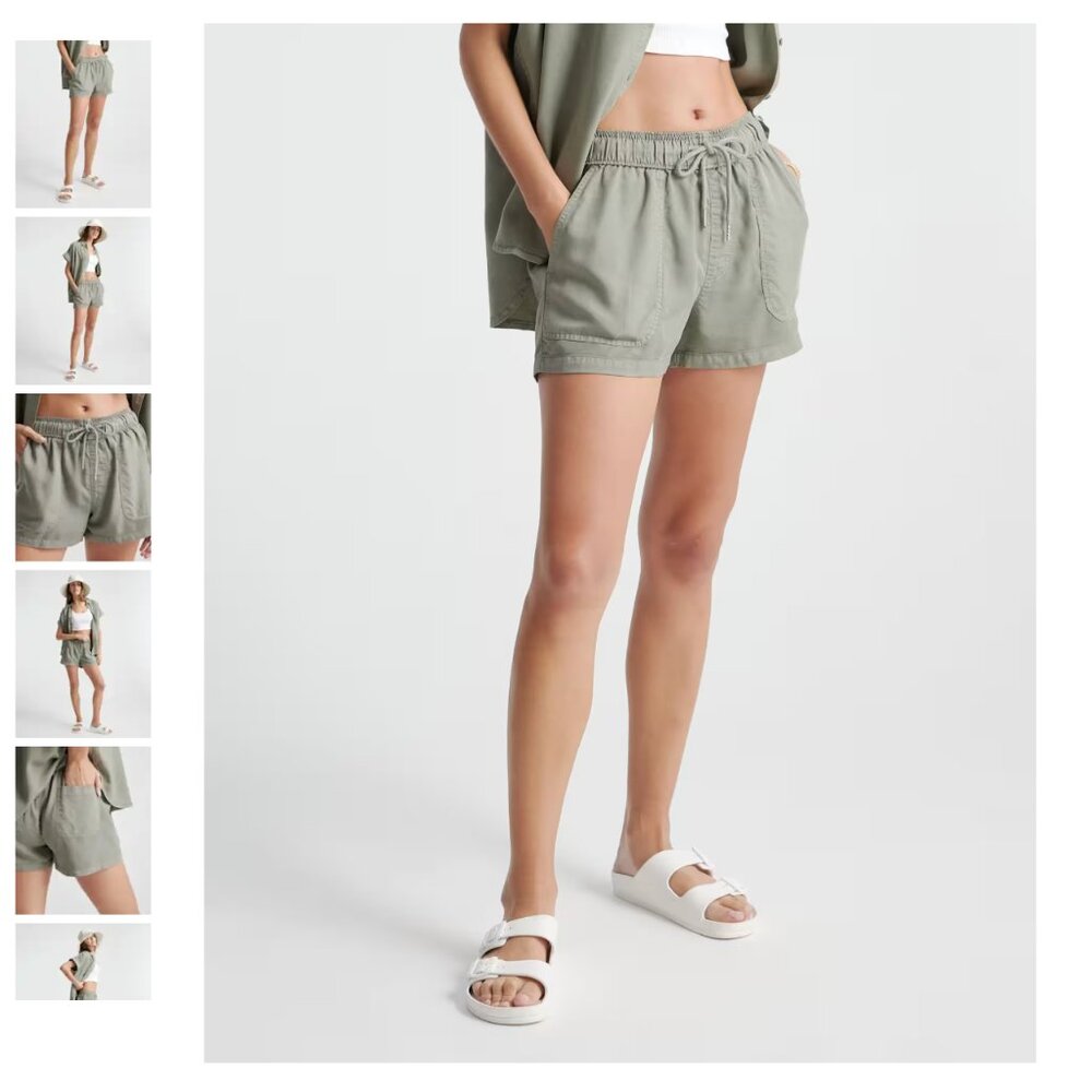 Quince XL Vintage Wash Tencel Utility Shorts - Olive Green
